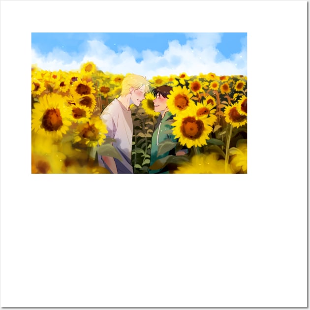 Banana Fish - Ash and Eiji in The Sunflower Field Wall Art by MykaAndSalmon